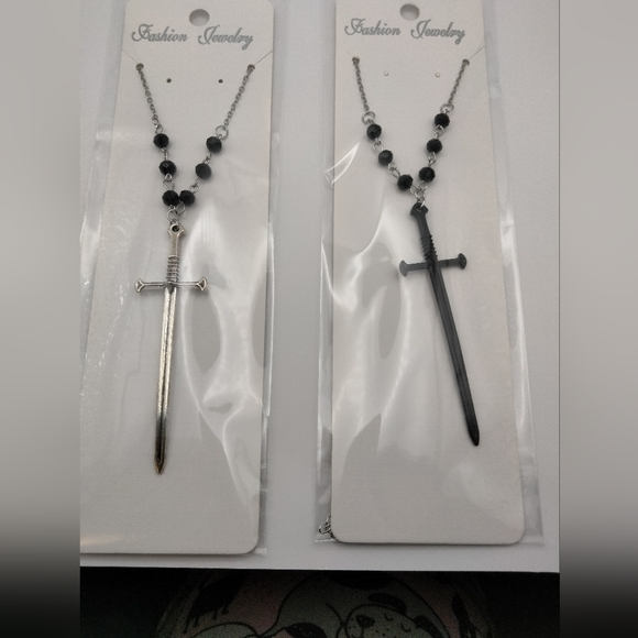 Silver Sword and Beads - Necklace - Picture 8 of 8